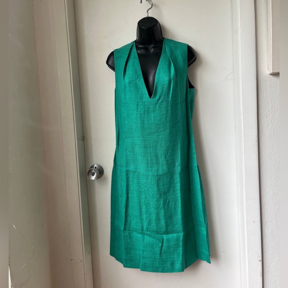 Balenciaga Green Sheath Mini Dress V-Neck Sleeveless size M - Picture 4 of 15